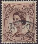 1952-54 Wilding SG522 5d brown used (SG522)