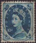 1952-54 Wilding SG527 10d prussian blue used (SG527)